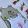 Easter Bunny Personalised Baby Dungarees Romper | Newborn Gift Design #E1, thumbnail 3 of 7