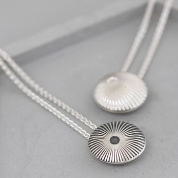 Sterling Silver Round Necklace With Sunburst Motif, 3 of 12