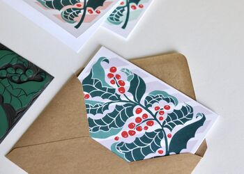 Luxury Linocut Candy Stripes And Holly Christmas Cards Set Of Four, 8 of 12