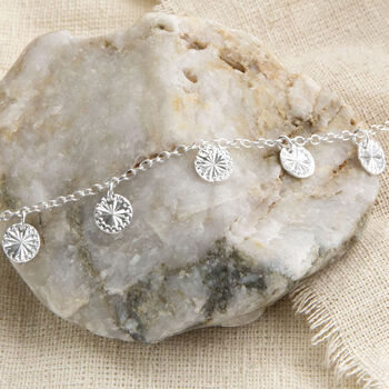 Sterling Silver Diamond Disc Anklet, 2 of 3