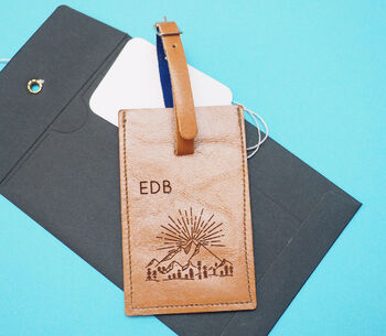 Personalised Great Outdoors Leather Luggage Tag, 3 of 7