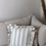 Wide Stripe French Linen Ruffle Cushion, thumbnail 2 of 3