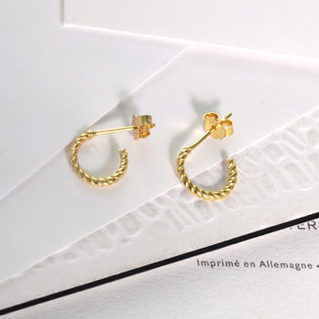 Mini Twist Hoop Earrings In 18ct Gold Vermeil Plated, 2 of 4