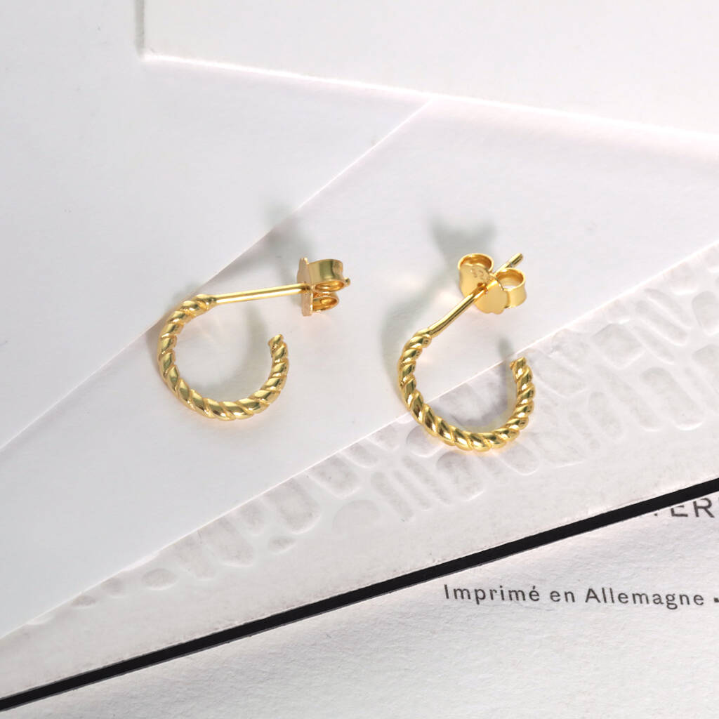 Mini Twist Hoop Earrings In 18ct Gold Vermeil Plated, 1 of 4