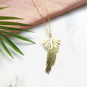 Gold Plated Palm Leaf Necklace, 2 of 4