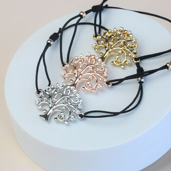 Black Stretch Bracelet With Sparkly Tree Charm, 2 of 4