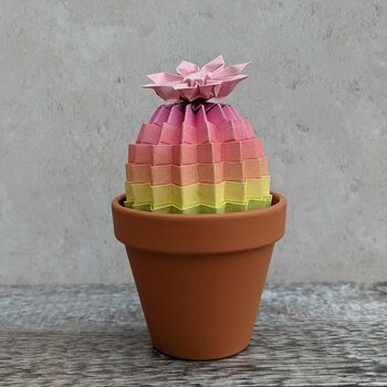 Multi Coloured Origami Cactus With Paper Flower, 6 of 10