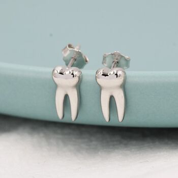 Teeth Stud Earrings In Sterling Silver, 6 of 10