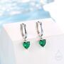 Sterling Silver Emerald Green Heart Cz Huggie Hoop, thumbnail 1 of 10