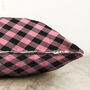 Pink And Black Gingham Soft Pillow Cover, thumbnail 3 of 4
