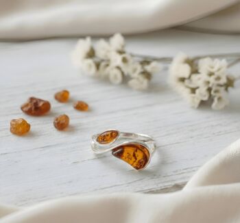 Modern Adjustable Baltic Amber And Sterling Silver Ring, 3 of 3