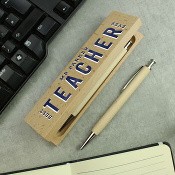 Personalised Wooden Box Pen / Pencil Gift Teacher, 4 of 4
