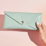 Personalised Mint Green Leather Envelope Purse, thumbnail 1 of 4
