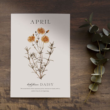 Birth Flower Wall Print 'Daisy' For April, 4 of 9