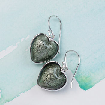 Heart Earrings In Silver And Murano Glass, 2 of 12