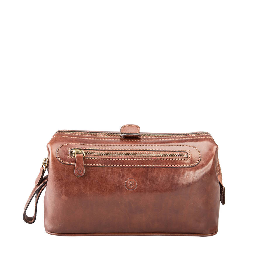 Personalised Leather Men Wash Bag The Duno Large By Maxwell Scott