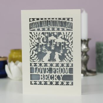 Personalised Papercut Bunny Valentine's Card, 3 of 5