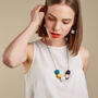 Mustard, Granite, Teal And Grey Geometric Necklace, thumbnail 2 of 8