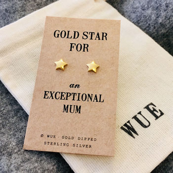 Gift For Mum. Gold Star Earrings, 3 of 3