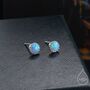 Sterling Silver 6mm Blue Opal Stud Earrings, thumbnail 1 of 12