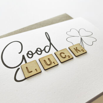 Good Luck Wooden Tiles Card, 2 of 2