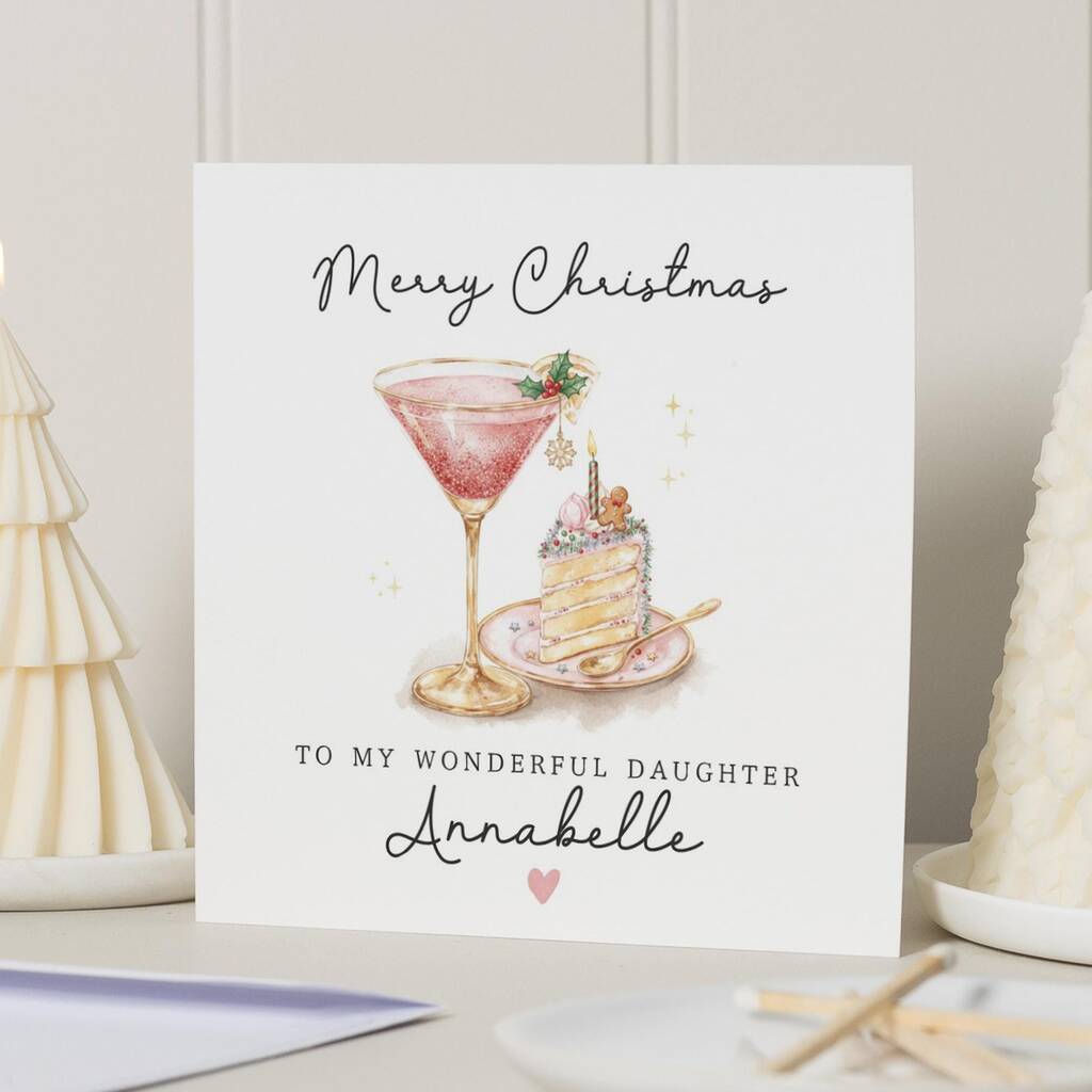 Cute Festive Personalised Christmas Card For Daughter, 1 of 7
