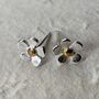 Silver And Gold Flower Stud Earrings, thumbnail 2 of 4