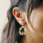 Crystal Flower And Enamel Bee Drop Earrings, thumbnail 6 of 7
