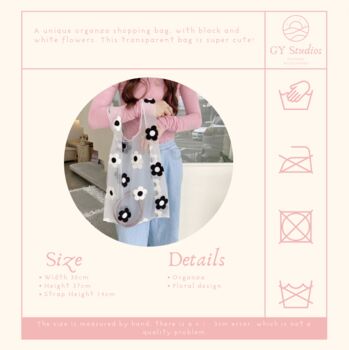 Organza Black And White Flower Shopper Bag, 2 of 6