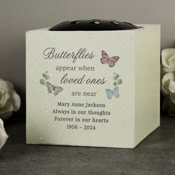 Personalised Butterfly Square Memorial Vase, 2 of 3