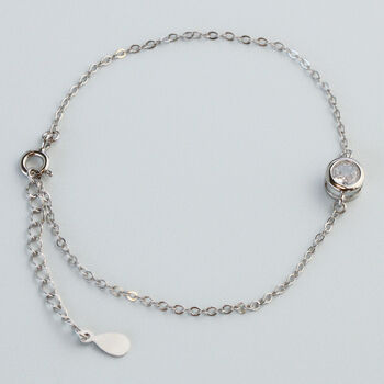 Sterling Silver Crystal Circle Charm Bracelet, 3 of 5