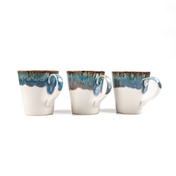 Blue V Shaped Handmade Porcelain Mug, 5 of 9