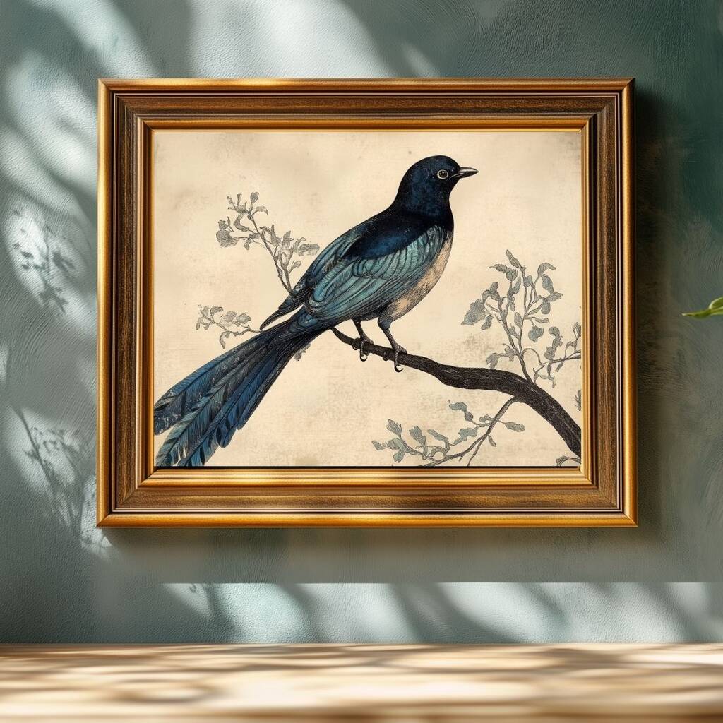 Art Print | Vintage Blue Bird Wall Art | Nature Inspired Home Decor, 1 of 12
