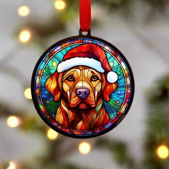 Labrador Fox Red In Santa Hat Suncatcher Decoration, 6 of 6