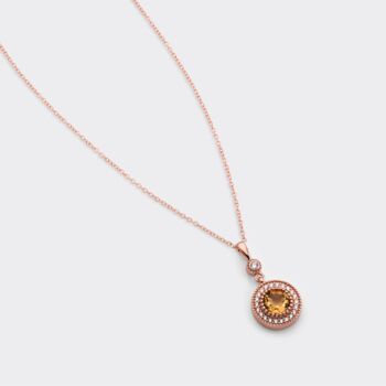 Round Citrine 18k Rose Gold Plated Necklace, 3 of 5