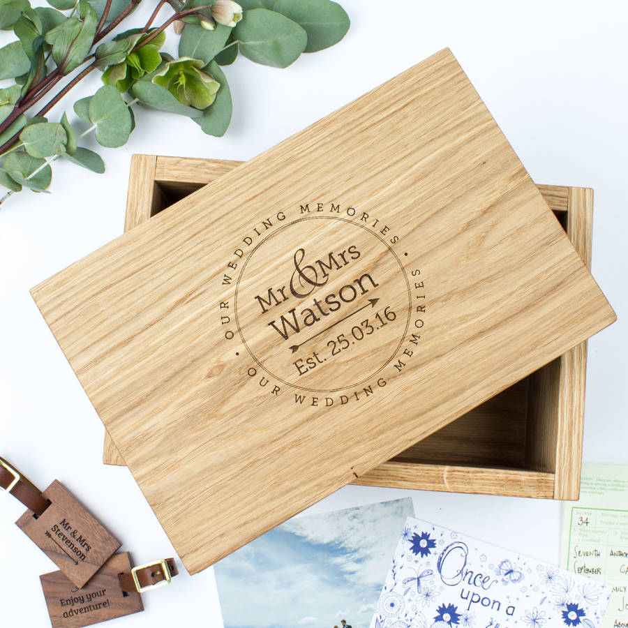 personalised oak keepsake box wedding memories by create gift love ...