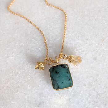 The Trio Emerald, Citrine And Charm Necklace, 2 of 10