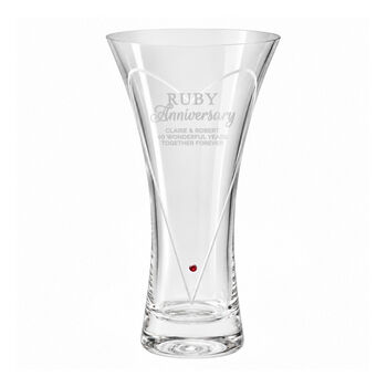 Ruby Wedding Anniversary Gifts Personalised Crystal Glass Vase, 6 of 7