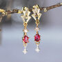 Red Crystal Art Deco Style Drop Earrings, thumbnail 7 of 9