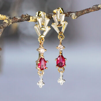 Red Crystal Art Deco Style Drop Earrings, 7 of 9