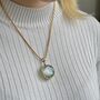 Engraved Gold Round Glass Locket Necklace, thumbnail 2 of 8