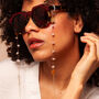 Anya Rose Quartz And Brass Hexagon Glasses Chain, thumbnail 4 of 6