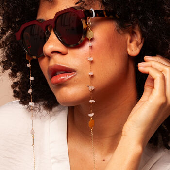 Anya Rose Quartz And Brass Hexagon Glasses Chain, 4 of 6