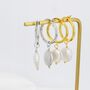 Sterling Silver Coin Baroque Pearl Dangle Creole Hoop Earrings, thumbnail 5 of 12