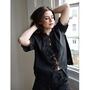 Ladies Black Cotton Short Pyjama Set 'Betty', thumbnail 2 of 8