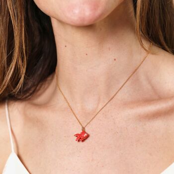 Red Goldfish Pendant Necklace In Gold, 3 of 3