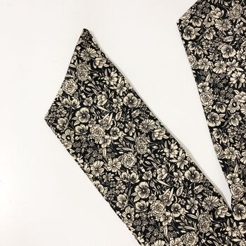 Black Floral Floral Print Cotton Wire Headband, 3 of 5