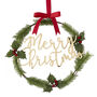 Gold Merry Christmas Door Wreath With Festive Foliage, thumbnail 2 of 2