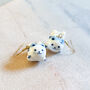 Ceramic Blue Spotted Lucky Cat Drop Earrings, thumbnail 1 of 2