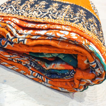 Handmade Kantha Cotton Throw Blanket Handmade In Dhaka, 11 of 12